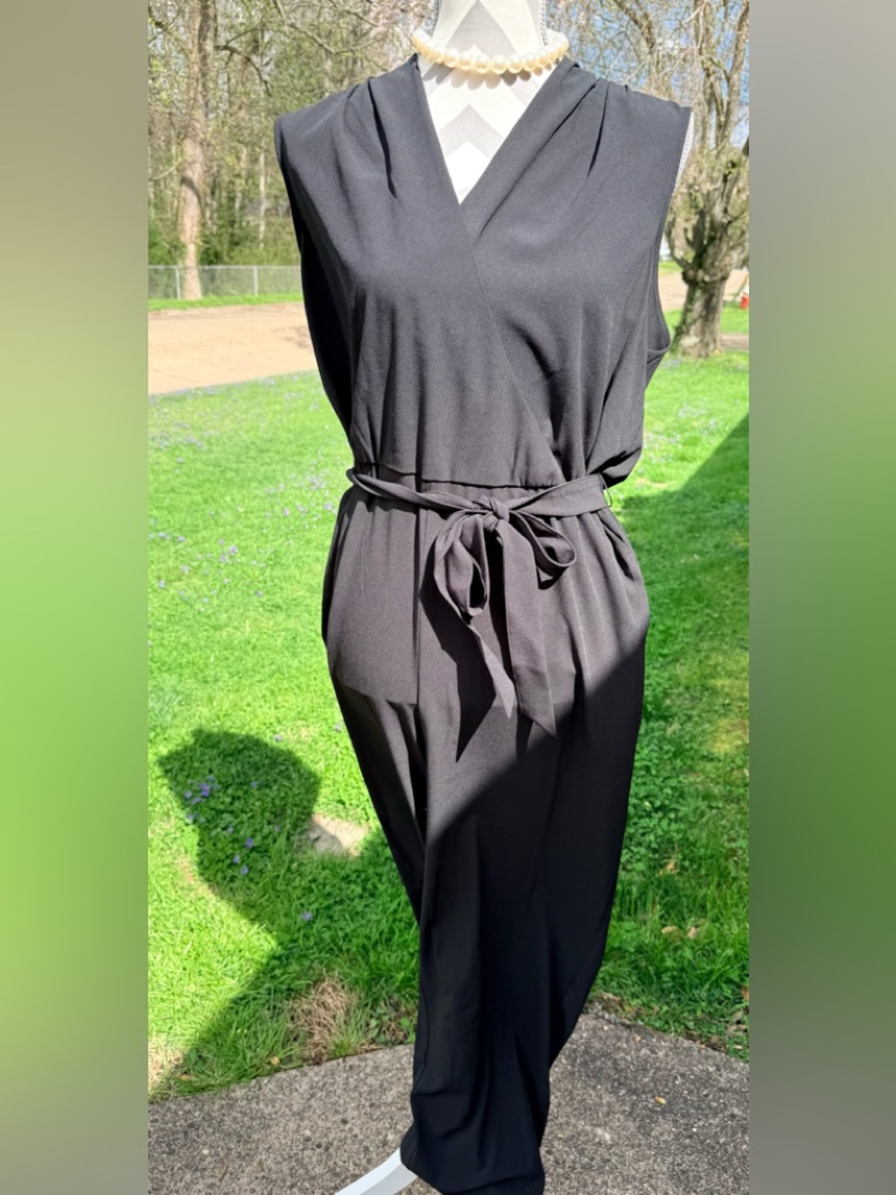 Banana Republic Classic Black Sleeveless Jump-suit w/ Waist Tie NWT Sz.14